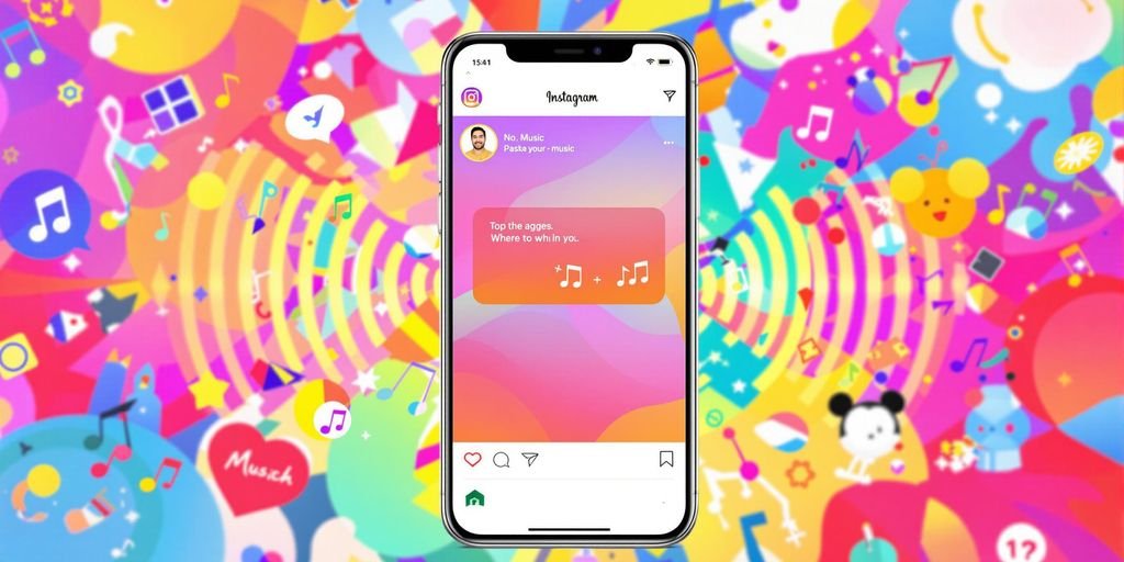 Smartphone with Instagram music sharing and translation features.
