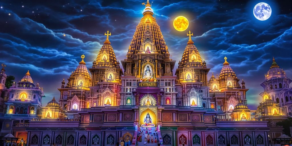 Twelve Jyothirlingas with devotees on Maha Shivratri.